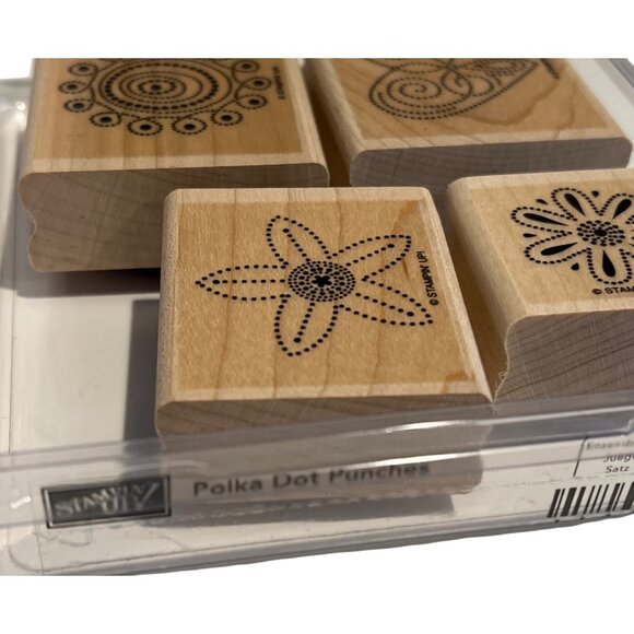 Stampin Up! Wood-Mounted Rubber Stamps Polka Dot Punches Set - Picture 2 of 3